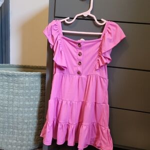 Pink Ruffled Button-Front Dress Size 7